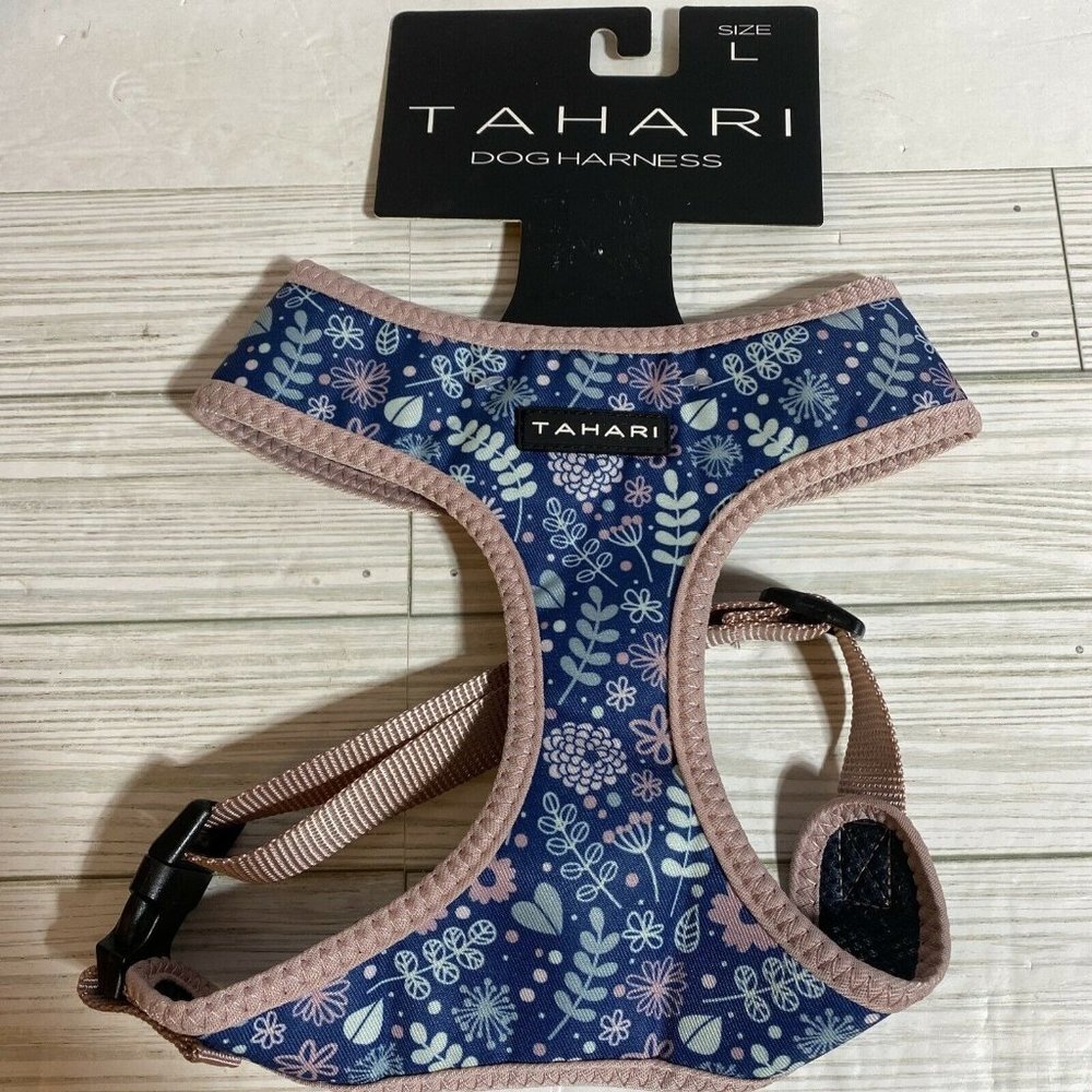 NWT Tahari dog harness Pink Floral Size Large soft mesh adjustable chest strap